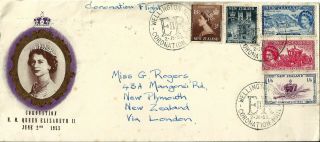 2 1953 Coronation Flight Covers 1 From Hebrides And 1 Zealand To London