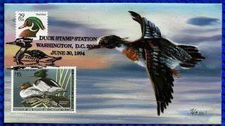 Lois Hamilton H/d Oil On Canvas Fdc : 1994 Federal Duck With $15 Feature Stamp