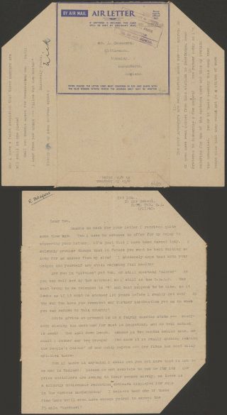 Gb Wwii 1945 - Field Post Air Letter To England - Censor V238