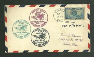 American Legion Air Mail Cover July 1929 Second Annual Air Derby Aviation Show