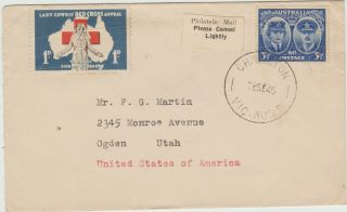 Australia 1945 Cover To Usa With Red Cross Lady Gowrie Label