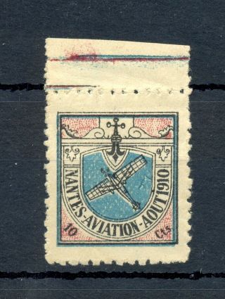 France 1910 Poster Stamp - Nantes Aviation - Mnh Vf