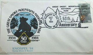 Us Postal Cover 1984 Great Smoky Mountains National Park Smokey Bear Knoxpex Env