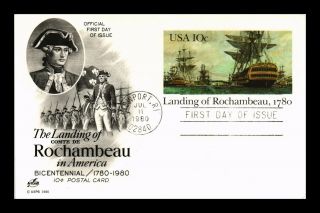 Dr Jim Stamps Us Landing Of Rochambeau Fdc Art Craft Postal Card