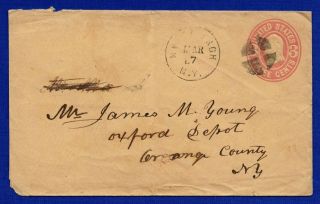 Us 1864 U59 Fancy Cancel Pink Early Buff Postal Stationery Cover Oxford Depot Ny