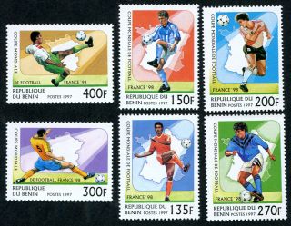 Benin 1997 World Cup Football Championship,  France,  Set Of 6,  Never Hinged