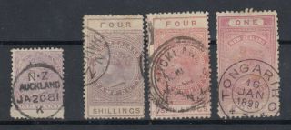 Zealand 1882 - 1930 Stamp Duty Set Of 4 Stamps Unchecked With One Pound