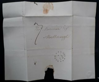 Rare 1828 Great Britain Folded Cover From Bath To Marlborough