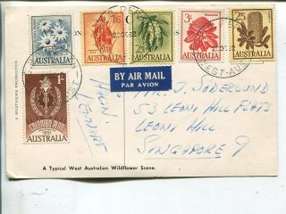 Australia 6 Stamps On Post Card To Singapore 1962