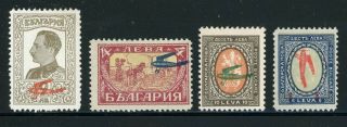 Bulgaria Mh Air Post Selections: Scott C1 - C4 Complete 1st Series 1927 - 28 Cv$59,