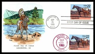 Mayfairstamps Us Fdc 1985 Van Hand Painted Horses Appaloosa Dual Cancels First D