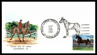 Mayfairstamps Us Fdc 1985 Van Hand Painted Horse Saddlebred First Day Cover Wwb_