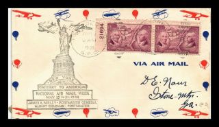 Dr Jim Stamps Us Statue Of Liberty York Air Mail Week Cover 1938