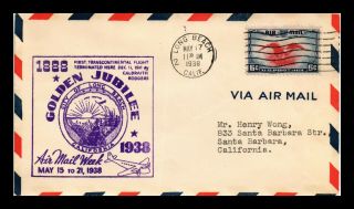 Us Cover Long Beach California Golden Jubilee Air Mail Week Event 1938