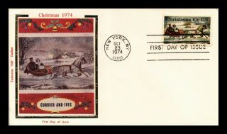 Us Cover Christmas Currier And Ives Sleigh Ride Fdc Colorano Silk Cachet