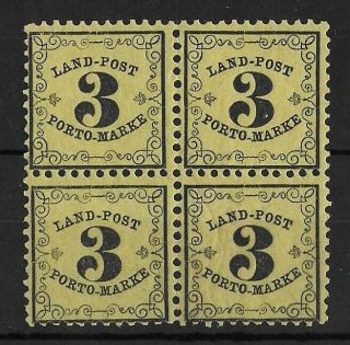 Baden Germany 1862 Nh Postage Due 3 Kr Block Of 4 Michel 2x