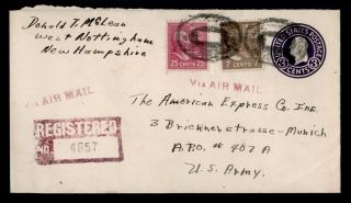 Dr Who 1947 Dover Nh Registered Prexie Uprated Stationery To Germany E40988