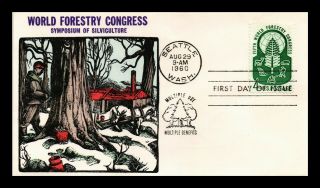Dr Jim Stamps Us World Forestry Congress Fdc Hand Colored Cover Scott 1156