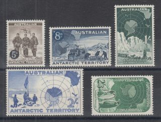 Australian Antarctic Territory Sc L1 - L5 Mnh.  1957 - 59 First Issue Complete,  Vf