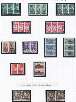 South West Africa 1942 - 44 S G 122 - 130 Set With Shades Mh