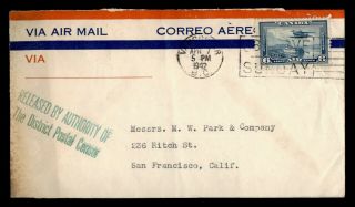 Dr Who 1942 Canada Vancouver Slogan Cancel Airmail To Usa Wwii Censored E54810