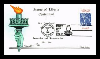 Dr Jim Stamps Us Centennial Statue Of Liberty First Day Cover Hand Painted