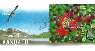 1999 Vanuatu Birds Miniature Sheet On Fdc