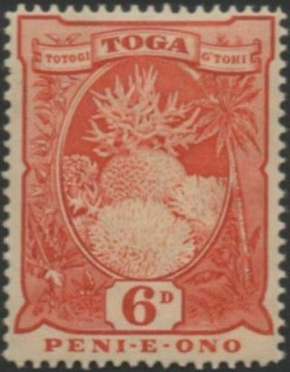 Tonga 1897 Sg47a 6d Coral Wmk Sideways Mlh