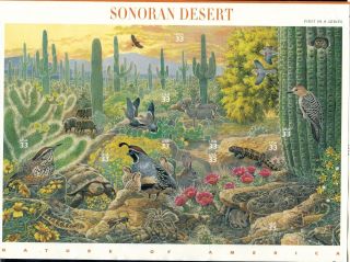 3293 1999 33 - Cent Sonoran Desert Souvenir Sheet Of 10 Mnh