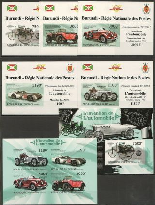 F211 Imperforate 2012 Burundi Cars Invention Of The Automobiles 1kb,  6bl Mnh