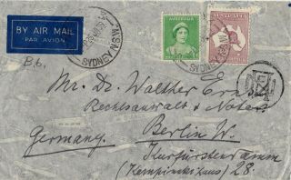 Australia : Air Mail Cover From Sydney To Berlin,  Germany,  Via Athens (1939)