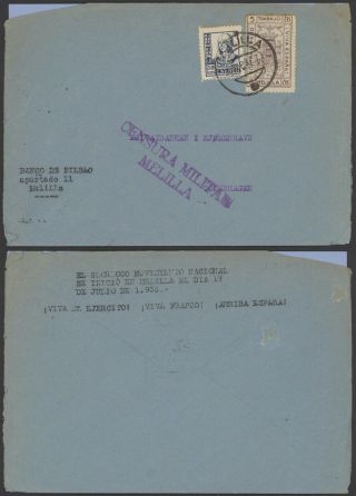 Spain Civil War 1937 - Cover Merlilla To Denmark - Censor 34726/10