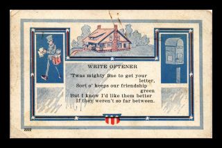Dr Jim Stamps Us Write Oftener Mail Man House Postcard Louisville Kentucky 1918
