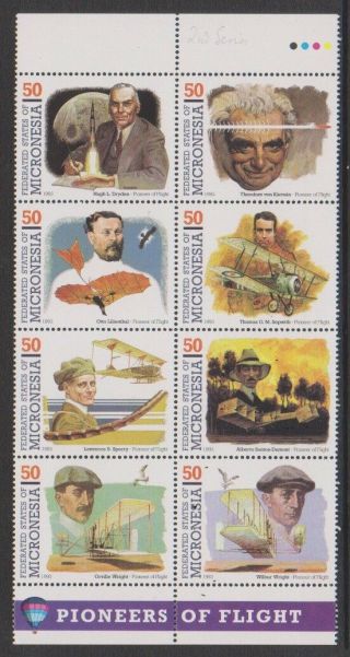 Micronesia - 1993,  Pioneers Of Flight,  2nd Series Block Of 8 - Mnh - Sg 322/9