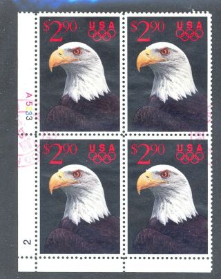 Usa,  $2.  90 Plate Block Of 4,  Sc 2540,  1991 (stamps,  Postage,  Collectible)