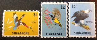 Singapore 1962 Birds 3 X Top Values Stamps To $5.  00 Hinged