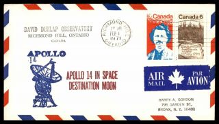 Mayfairstamps Canada 1971 Space Apollo 14 David Dunlap Observatory Cover Wwb5346