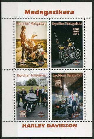 Madagascar 2019 Cto Harley Davidson Donald Trump 4v M/s Motorcycles Stamps