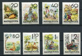 Fairy Tales 1960 Hungary Set Of 8 Mh Stamps.  The Turnip,  Snow White And The Seven
