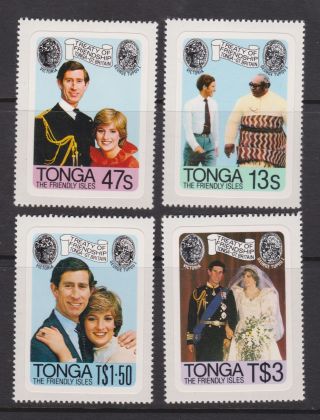 1981 Royal Wedding Charles & Diana Mnh Stamp Set Tonga Sg 785 - 788