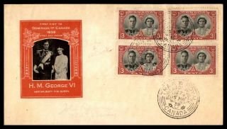 Mayfairstamps 1939 Canada Fdc Red Cachet Block Royal Visit First Day Cover Wwb59