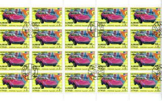 Ajman 1971 Chevrolet Corvette Car Commemorative Stamps In Full Sheet Cto