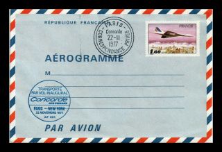 Dr Jim Stamps France Airmail Aerogramme First Flight Paris York Cover