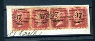 Gb Victoria Penny Red Stars Strip Of 4 On Piece (jy446)