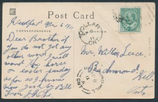 1911 Dollar (york) Ont Split Ring,  Richmond Hill B1 - Type Postmarks On Pc