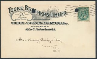 1906 Ashcroft Bc Split Ring Receiver On Tooke Brothers Clothing Ad Card