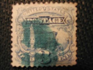 Us Stamp 1869 Scott 114 Vf 3 Cent Ultramarine Single W/ Blue Cork Cancel