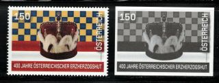 2016 Austria 400 Years Archducal " Hat " (habsburg Crown) Mnh Stamp,  Blackprint