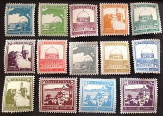 Palestine 1927 Full Set Of 14 Stamps Hinged