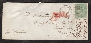 Sg72,  1 Shilling,  No Corner Letters,  " Per Canada " To York,  1859.